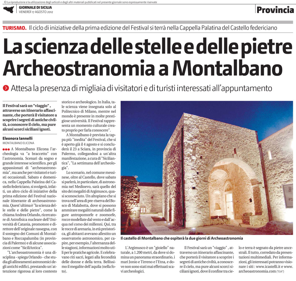 Giornale di Sicilia, 17 agosto 2012